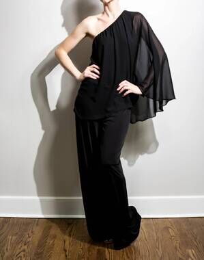 NEW BETSY MOSS muse off-shoulder jumpsuit in noir
